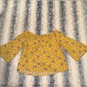 Papermoon Yellow off the shoulder Blouse with 3/4 Sleeves